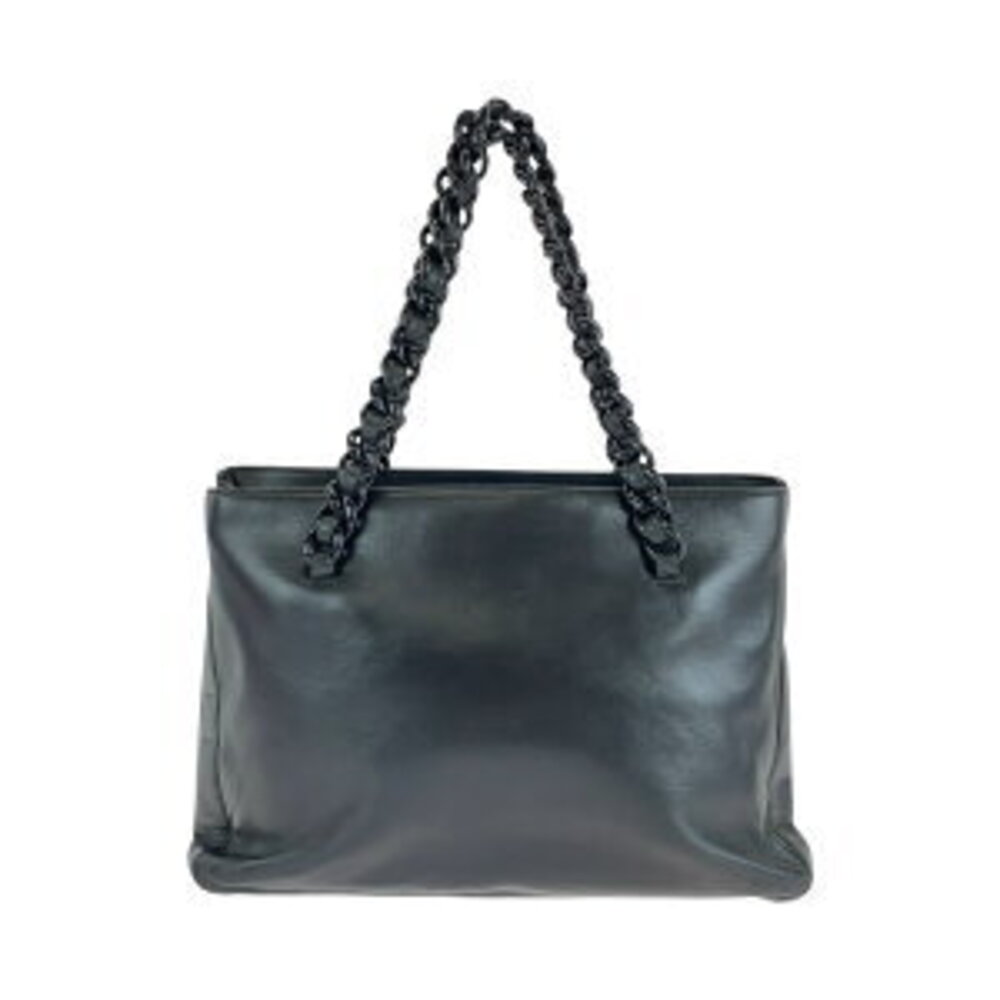 Prada chain bag black leather handbag tote